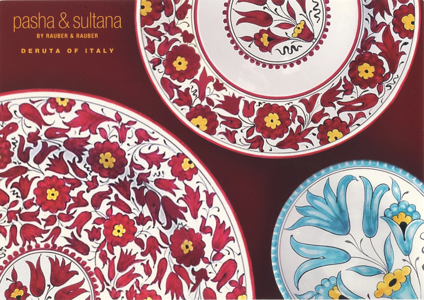 Majolica ceramics in traditional Deruta patterns, hand-painted in Italy